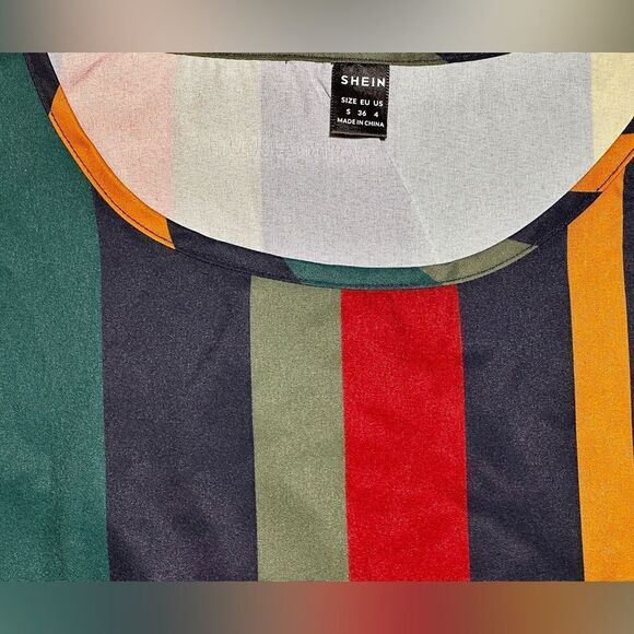 SHEIN Women's Cuff Short Sleeve Print Work Blouse Round Neck Shirt - S - Picture 5 of 9